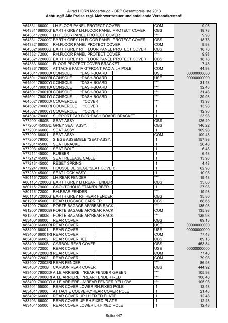 Preise zzgl. Mehrwertsteuer und anfallende ... - Allrad Horn