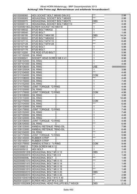 Preise zzgl. Mehrwertsteuer und anfallende ... - Allrad Horn