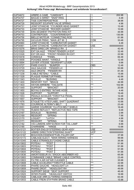 Preise zzgl. Mehrwertsteuer und anfallende ... - Allrad Horn