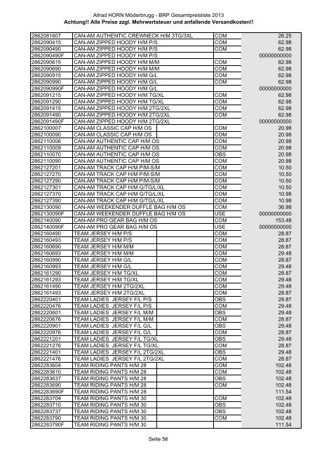 Preise zzgl. Mehrwertsteuer und anfallende ... - Allrad Horn