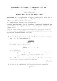 Quantum Mechanics 2 â February-May 2011