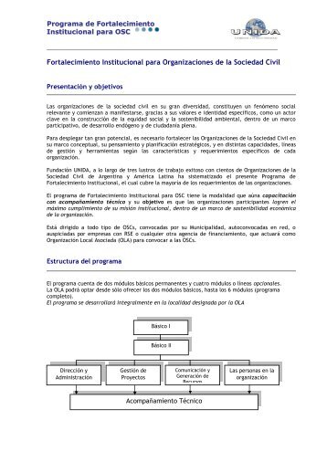 Fortalecimiento Institucional a Organizaciones ... - FundaciÃ³n UNIDA