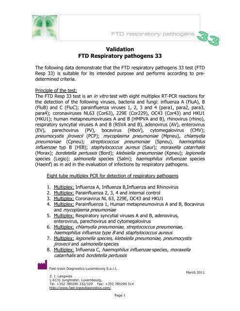 Respiratory pathogens 33 february 2011 version 1 - Mikrogen