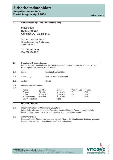 Sicherheitsdatenblatt - VITOGAZ Switzerland