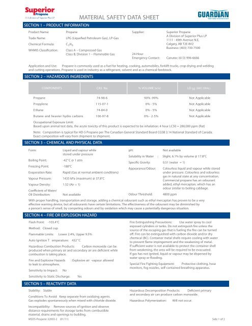 Propane MSDS - Superior Propane