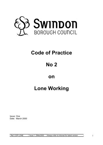 Lone Working Policy - SchoolsOnline - Swindon Borough Council