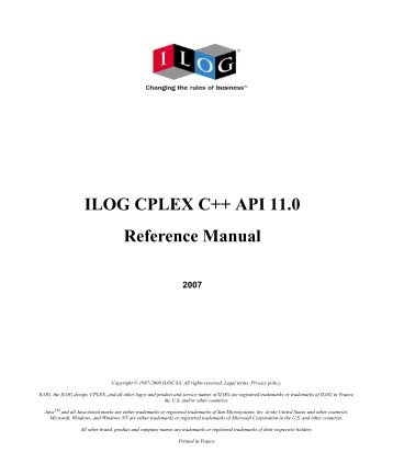 ILOG CPLEX C++ API 11.0 Reference Manual