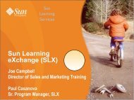Sun Learning eXchange (SLX) - Performance Vision