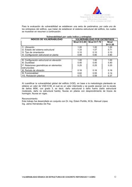 Vulnerabilidad sÃ­smica de estructuras de concreto reforzado y acero