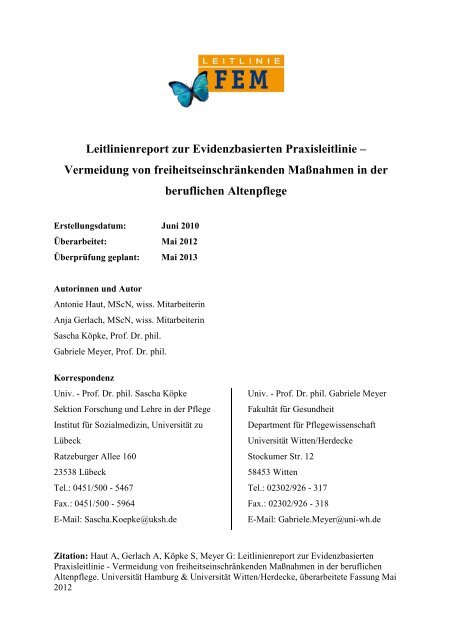 Leitlinienreport (Stand Mai 2012) - Leitlinie FEM