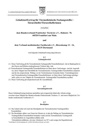 Gehaltstarifvertrag für Tiermedizinische Fachangestellte ...