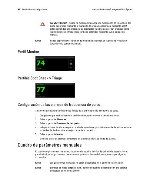 Instrucciones de uso, Welch Allyn ConnexÃ‚Â® Integrated Wall System