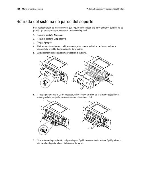 Instrucciones de uso, Welch Allyn ConnexÃ‚Â® Integrated Wall System