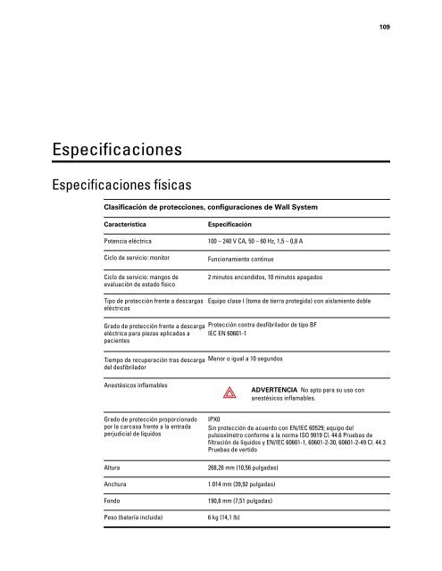 Instrucciones de uso, Welch Allyn ConnexÃ‚Â® Integrated Wall System