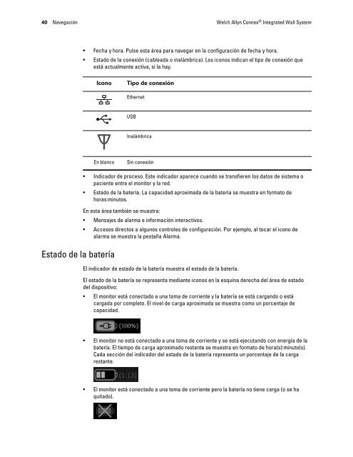 Instrucciones de uso, Welch Allyn ConnexÃ‚Â® Integrated Wall System