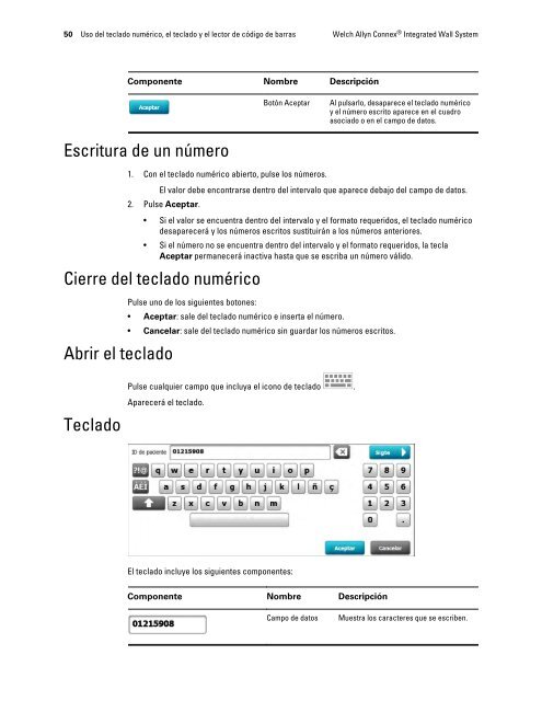 Instrucciones de uso, Welch Allyn ConnexÃ‚Â® Integrated Wall System