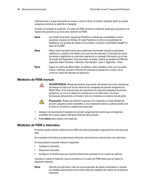 Instrucciones de uso, Welch Allyn ConnexÃ‚Â® Integrated Wall System