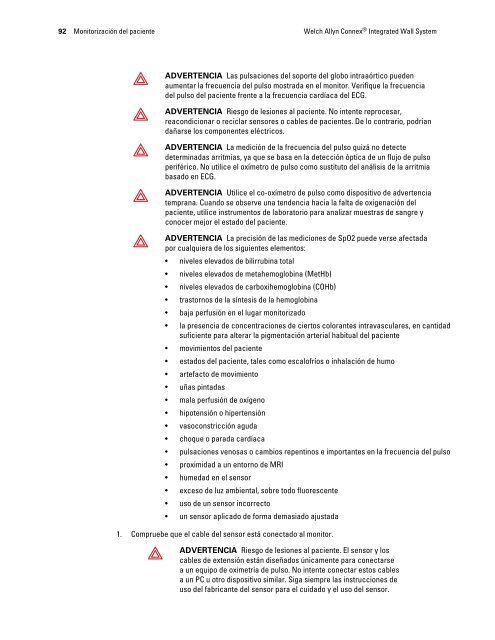 Instrucciones de uso, Welch Allyn ConnexÃ‚Â® Integrated Wall System