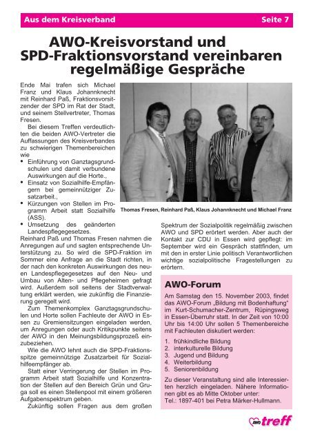 Ausgabe 2 - 2003 (PDF 985 KB) - Arbeiterwohlfahrt Essen: Homepage