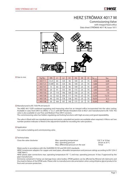 HERZ STRÃMAX 4017 M - Herz Valves UK