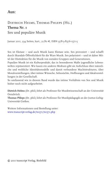 Dietrich Helms, Thomas Phleps (Hg.) Thema Nr. 1 Sex und populäre ...