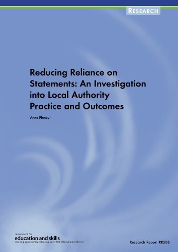 Reducing Reliance on Statements - Communities and Local ...