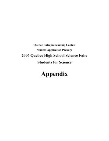 2006 Quebec High School Science Fair - Inforoute FPT