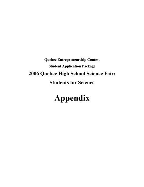 2006 Quebec High School Science Fair - Inforoute FPT