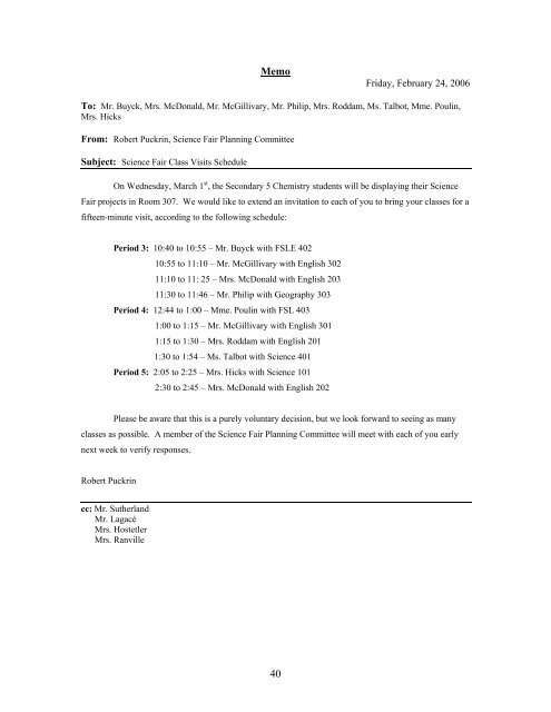 2006 Quebec High School Science Fair - Inforoute FPT