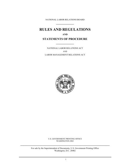 RULES AND REGULATIONS - National Labor Relations Board