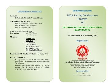 TEQIP Faculty Development Program on - NERIST