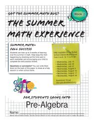 The Summer Math Experience Pre-Algebra - Bethel School District