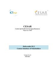 Deliverable D2.2 Contact database of Stakeholders - CESAR project