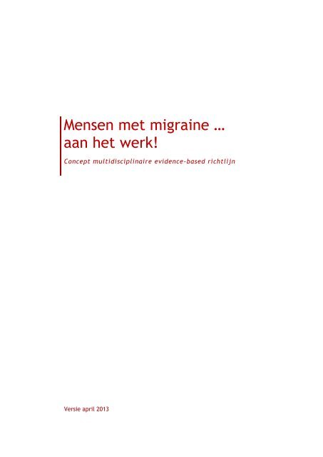 de conceptrichtlijn 'Mensen met migraineâ¦aan het werk!' - NIP