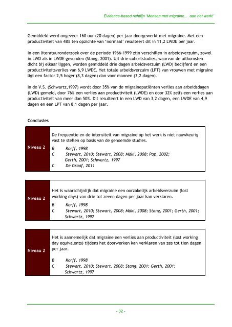 de conceptrichtlijn 'Mensen met migraineâ¦aan het werk!' - NIP