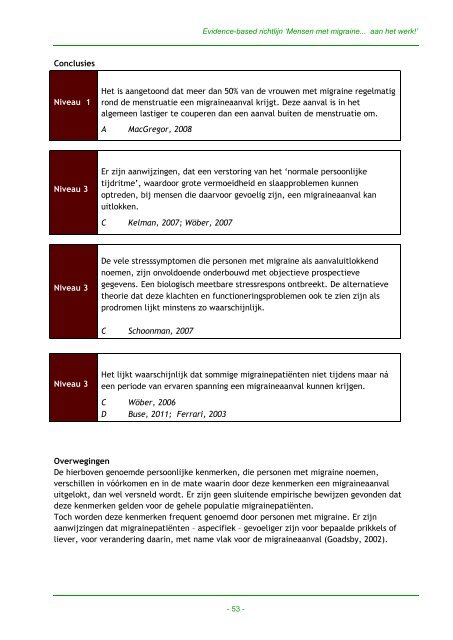 de conceptrichtlijn 'Mensen met migraineâ¦aan het werk!' - NIP