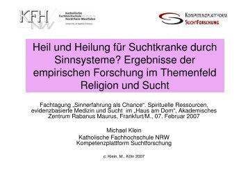 Heil und Heilung fÃ¼r Suchtkranke durch Sinnsysteme? Ergebnisse ...