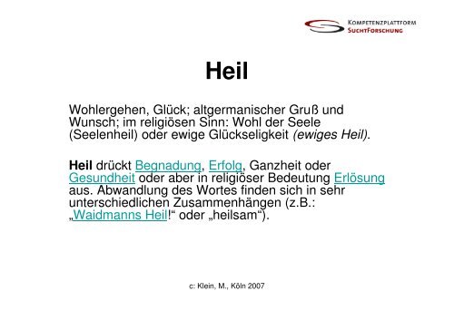 Heil und Heilung fÃ¼r Suchtkranke durch Sinnsysteme? Ergebnisse ...