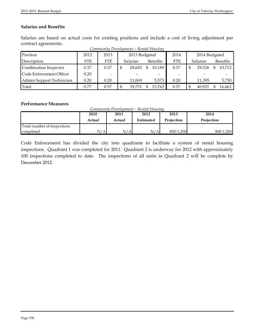 2013â2014 BIENNIAL BUDGET - the City of Tukwila