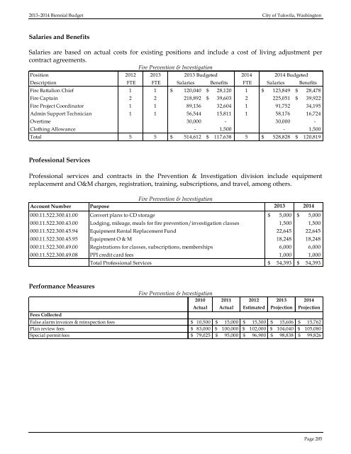 2013â2014 BIENNIAL BUDGET - the City of Tukwila