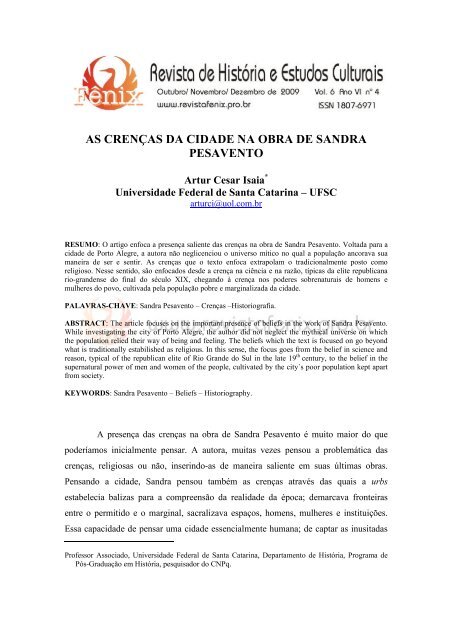Artur Cesar Isaia - Revista de HistÃ³ria e Estudos Culturais