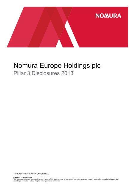 Nomura Europe Holdings Plc Pillar 3 Disclosures 31 March 2012