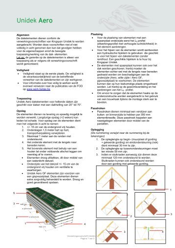 Verwerkingsvoorschrift Unidek Aero - Kingspan Unidek