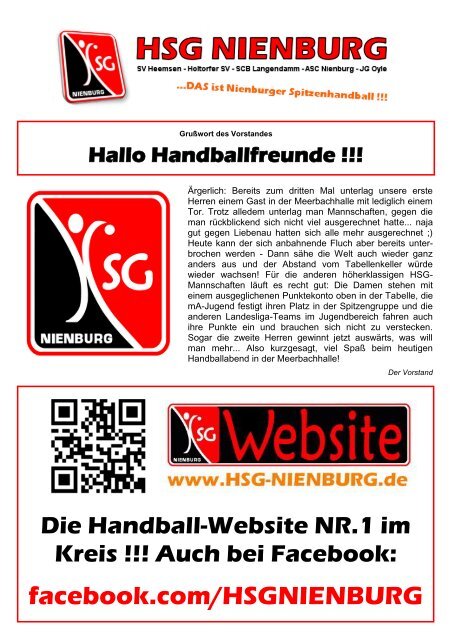 HERREN 1 - Lehrter SV 1 (19.30 Uhr) - HSG Nienburg