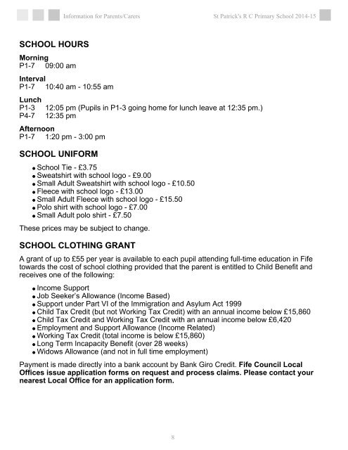St Patrick's RC Primary School 2013-14 Information for ... - Home Page