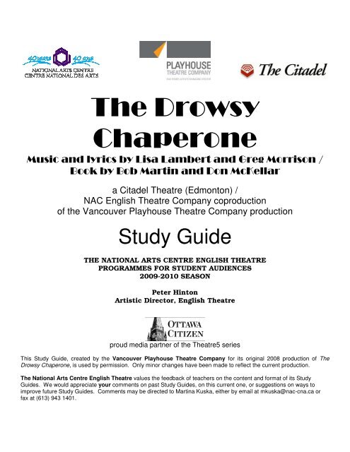 The Drowsy Chaperone Study Guide - National Arts Centre