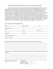 2013 Scholarship Application - Charlottesville Track Club
