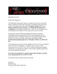 MIT tournament packet - Eastern Collegiate Taekwondo Conference