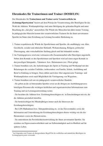 Ehrenkodex für Trainerinnen und Trainer (DOSB/LSN) - SSV Alfeld