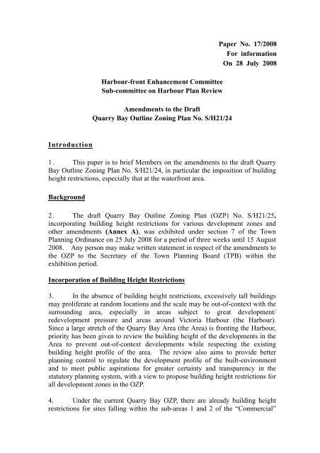 Paper No. 17/2008 For information On 28 July ... - Our Harbour Front